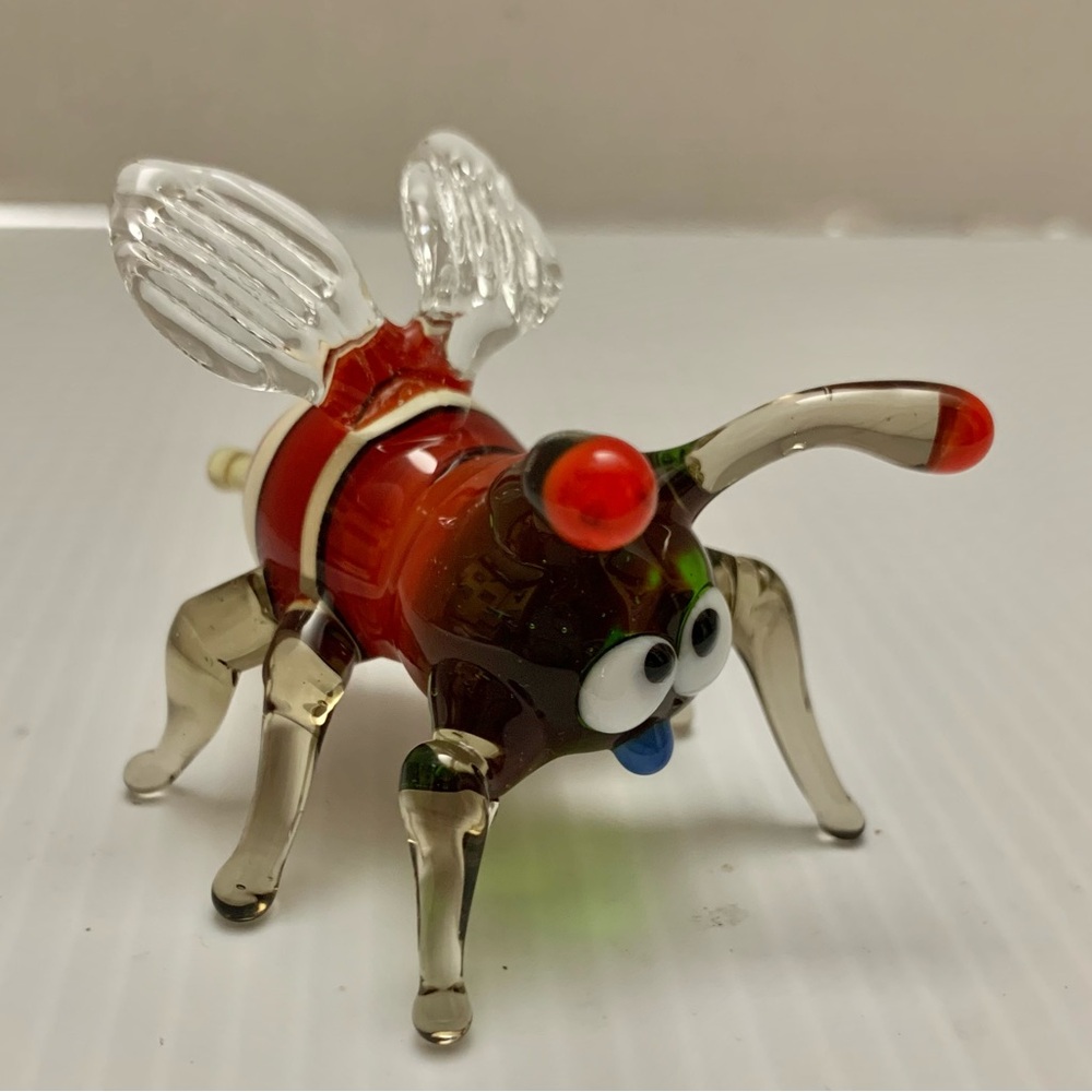 Colorful Glass Bee Wasp Figurine Murano Style